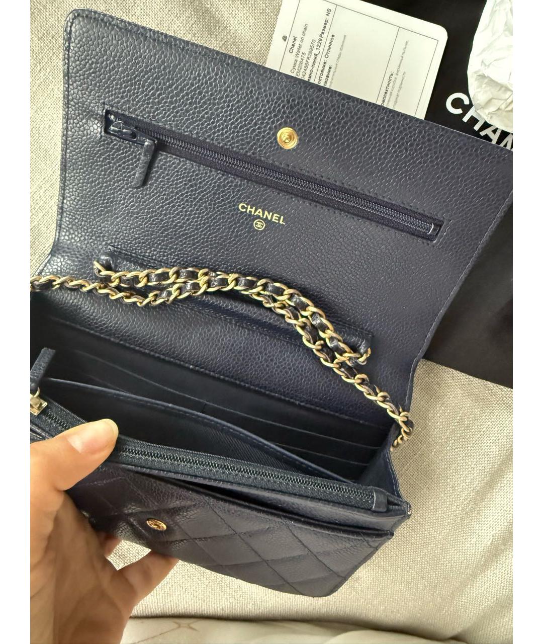 CHANEL Темно-синяя кожаная сумка через плечо, фото 6