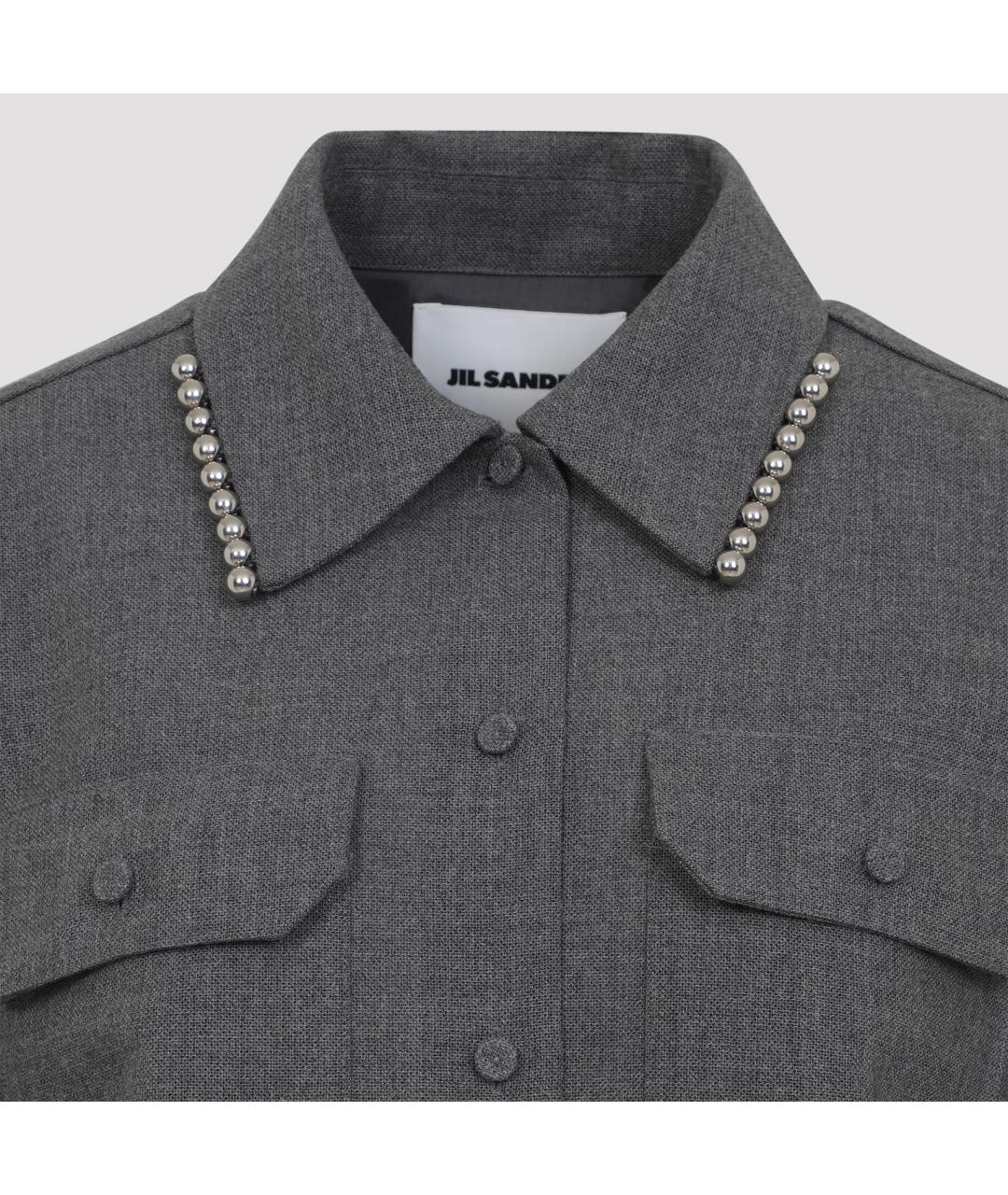 JIL SANDER Антрацитовая шерстяная рубашка, фото 3