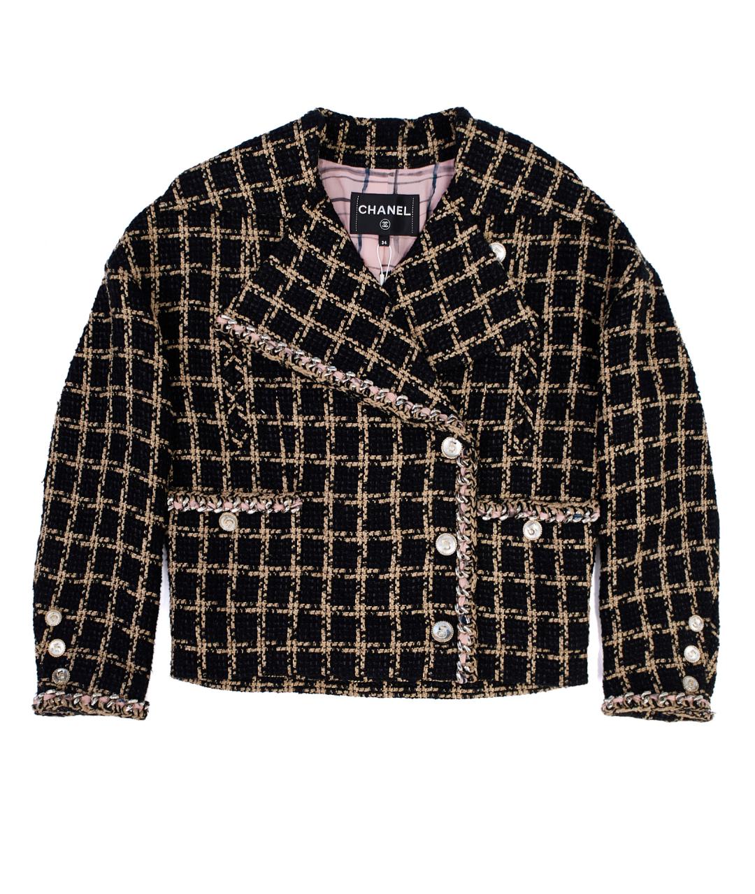 CHANEL Черный хлопковый жакет/пиджак, фото 1