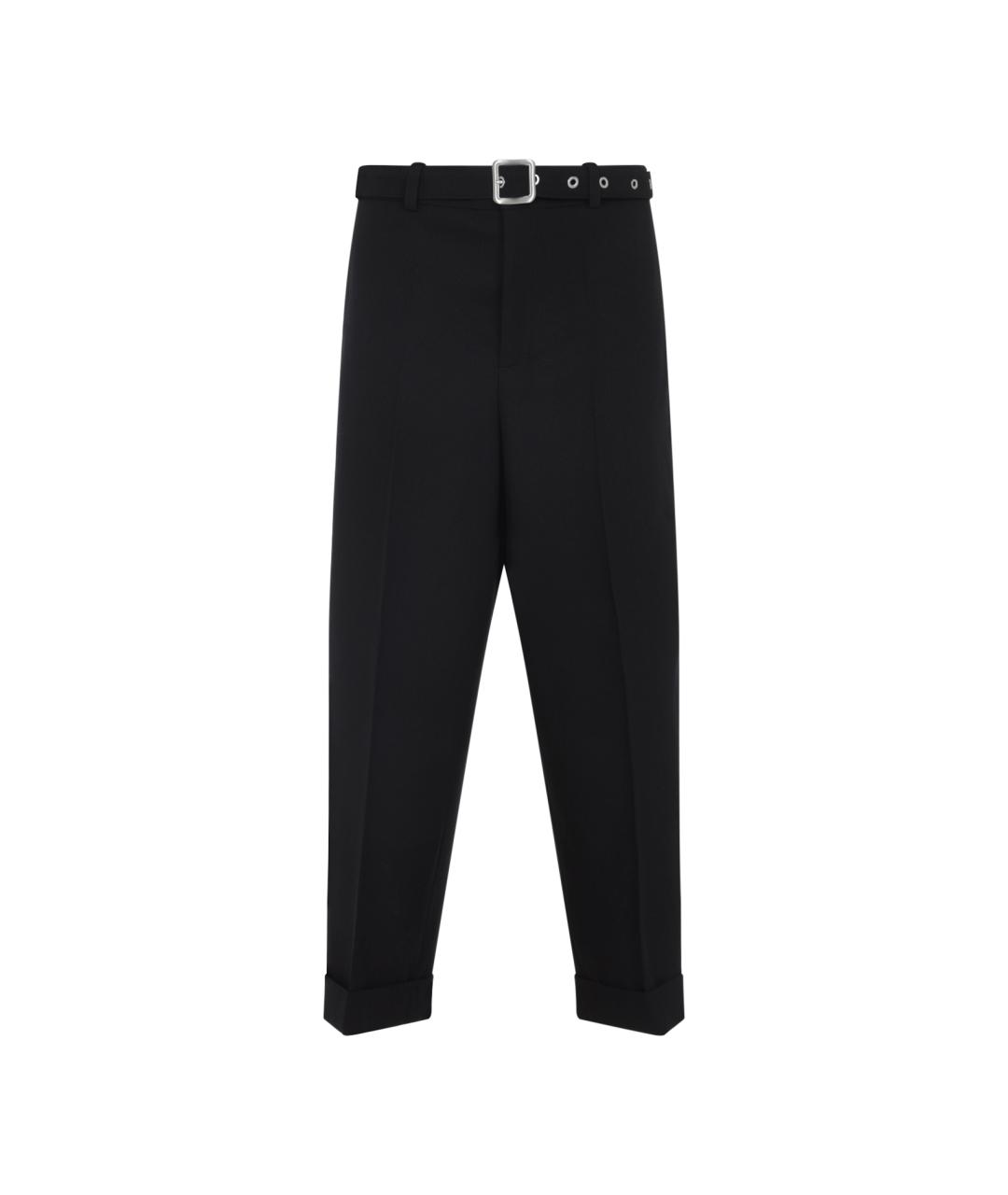 JIL SANDER Черные шерстяные повседневные брюки, фото 1