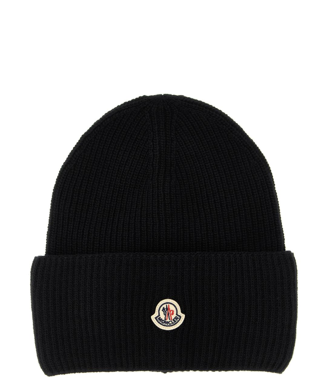 MONCLER Черная шерстяная шапка, фото 1