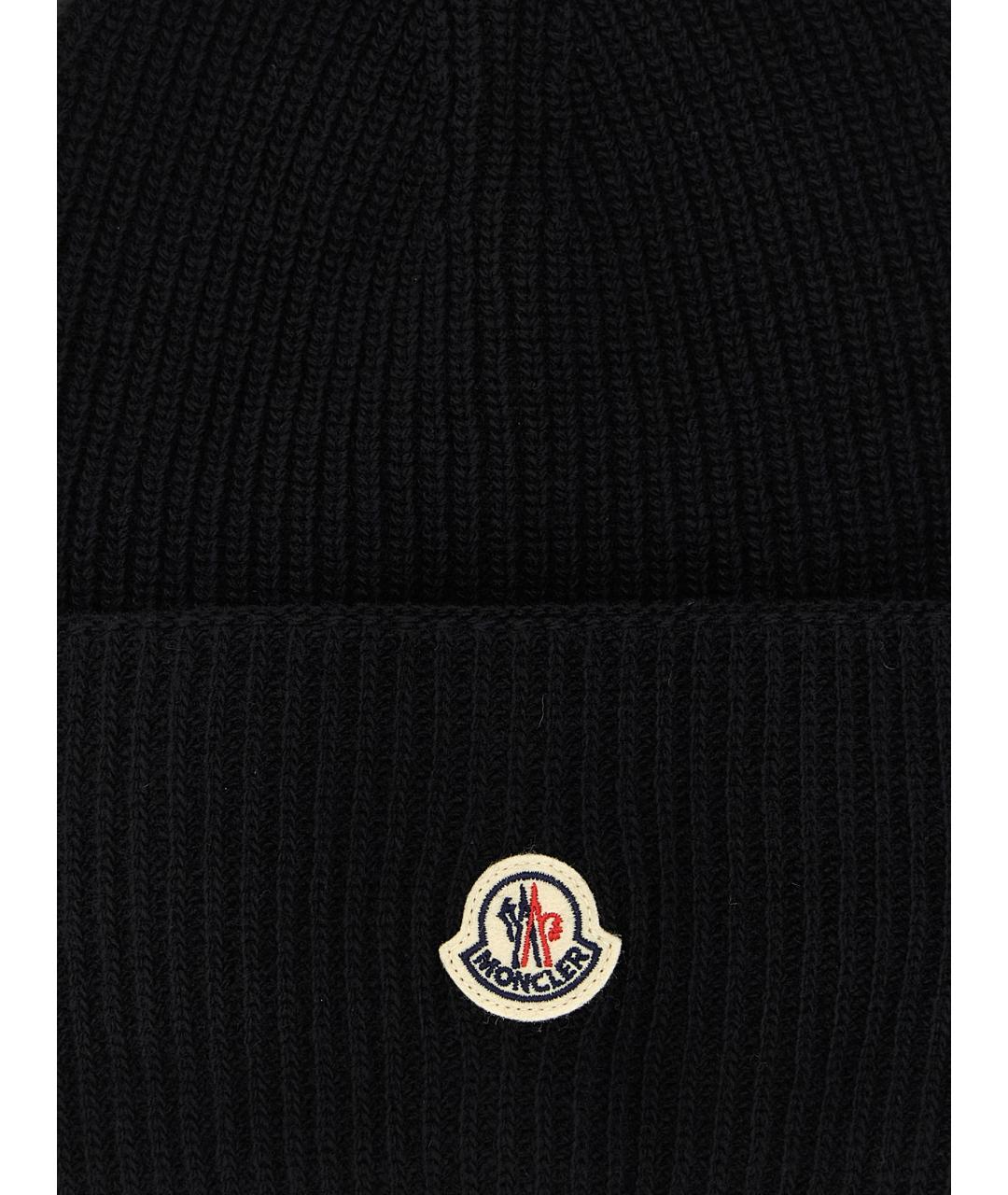 MONCLER Черная шерстяная шапка, фото 3