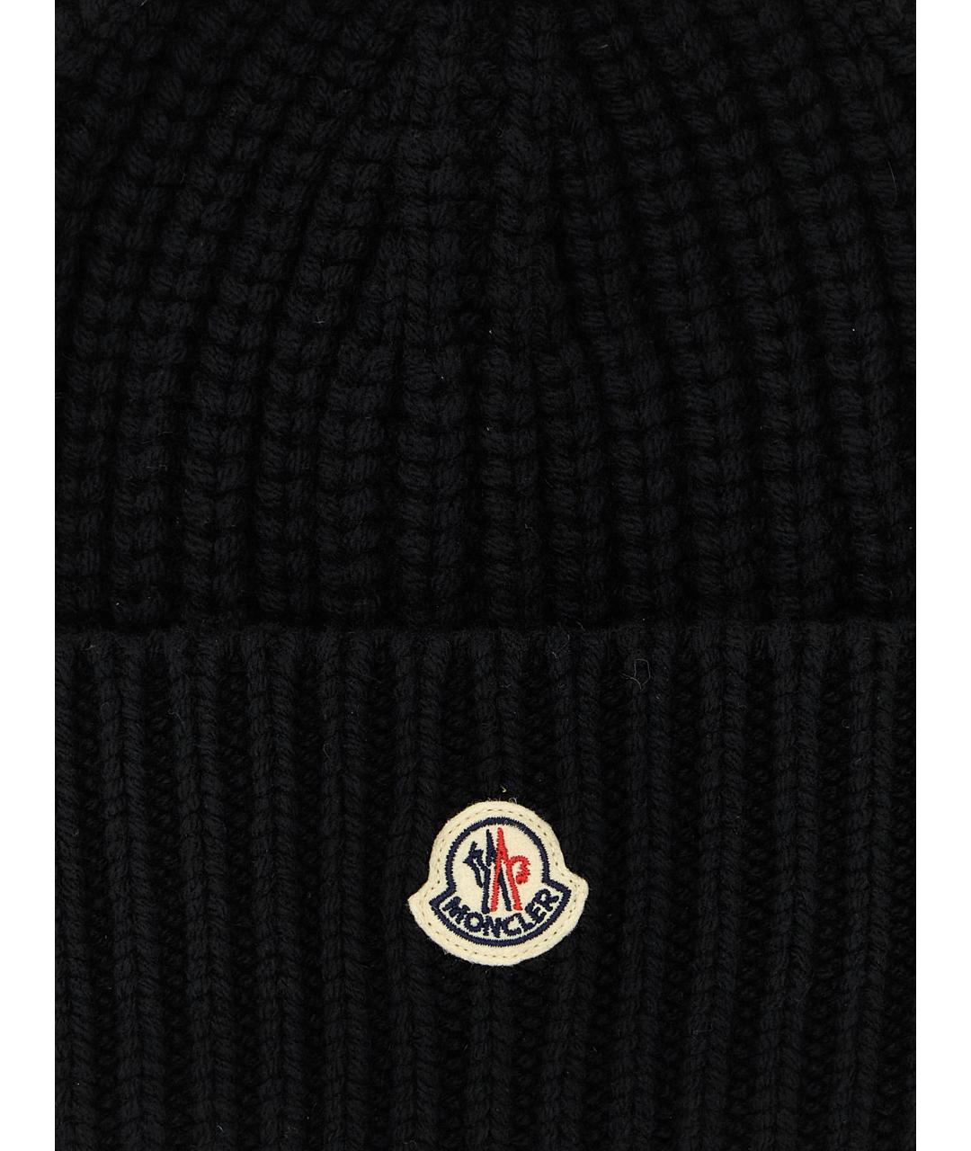 MONCLER Черная шерстяная шапка, фото 3