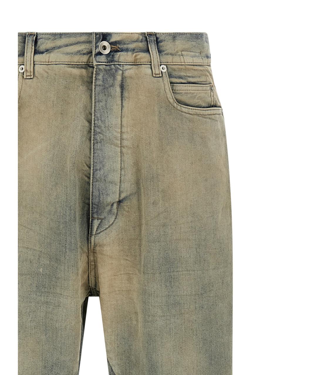 RICK OWENS DRKSHDW Бежевые хлопковые прямые джинсы, фото 3