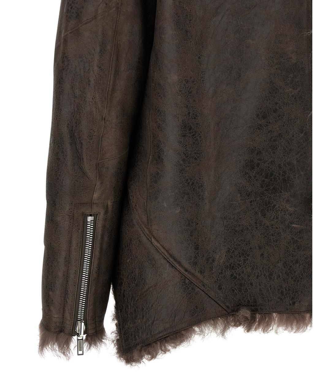 RICK OWENS Коричневая кожаная куртка, фото 5