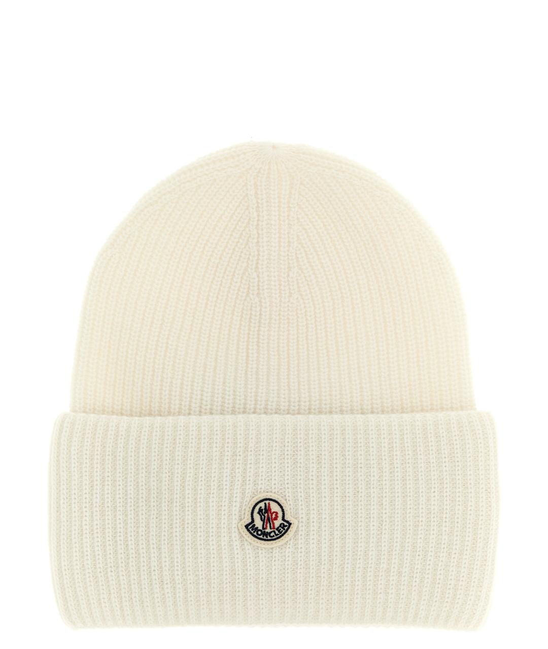MONCLER Белая шерстяная шапка, фото 1