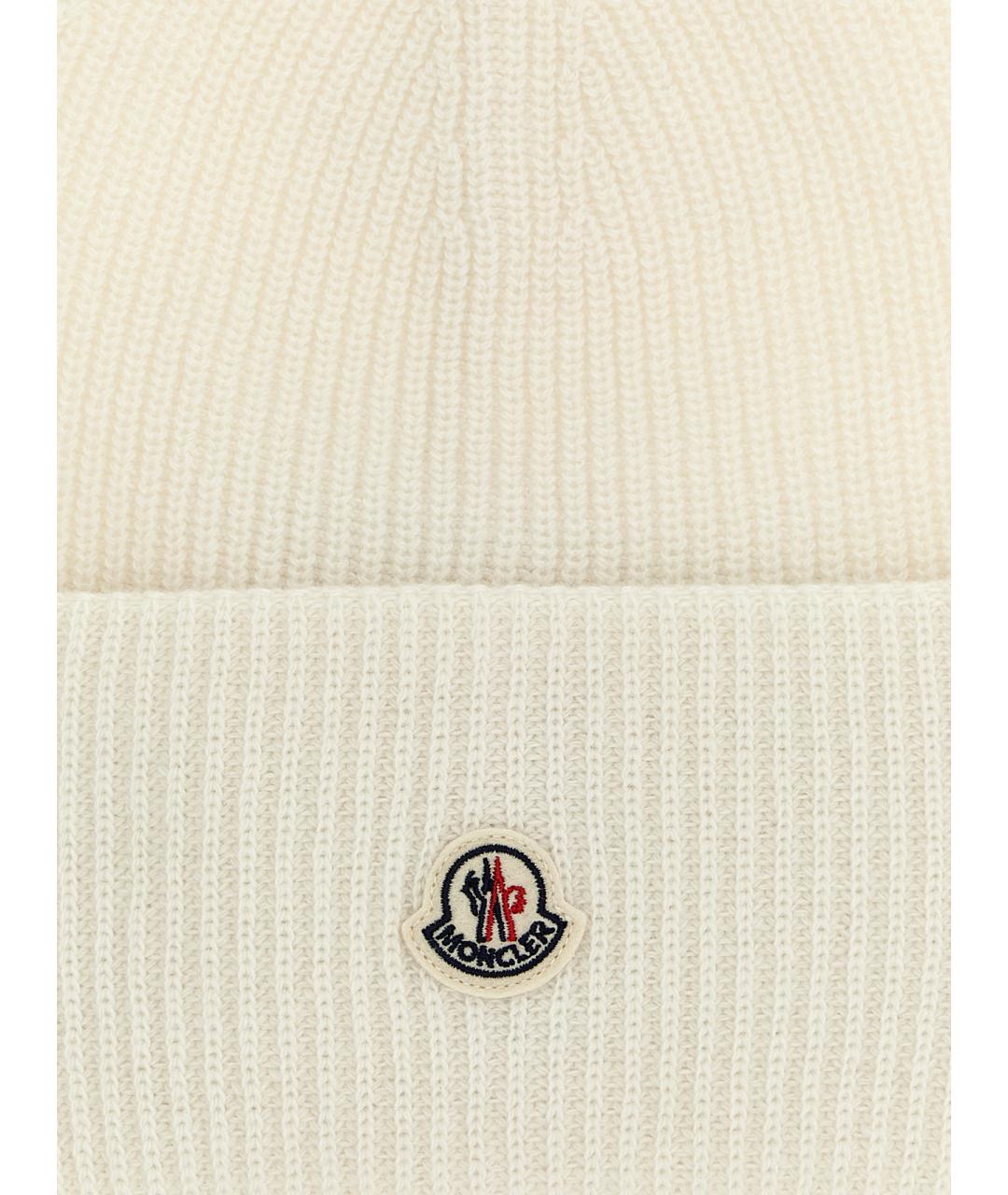 MONCLER Белая шерстяная шапка, фото 3