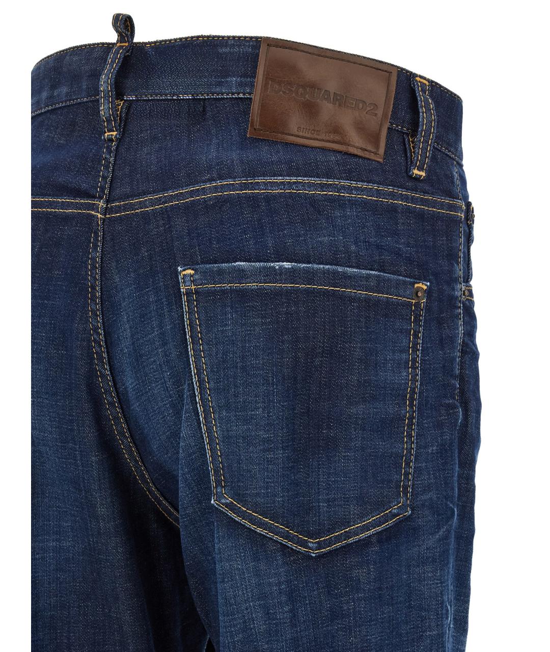 DSQUARED2 Синие хлопковые прямые джинсы, фото 4