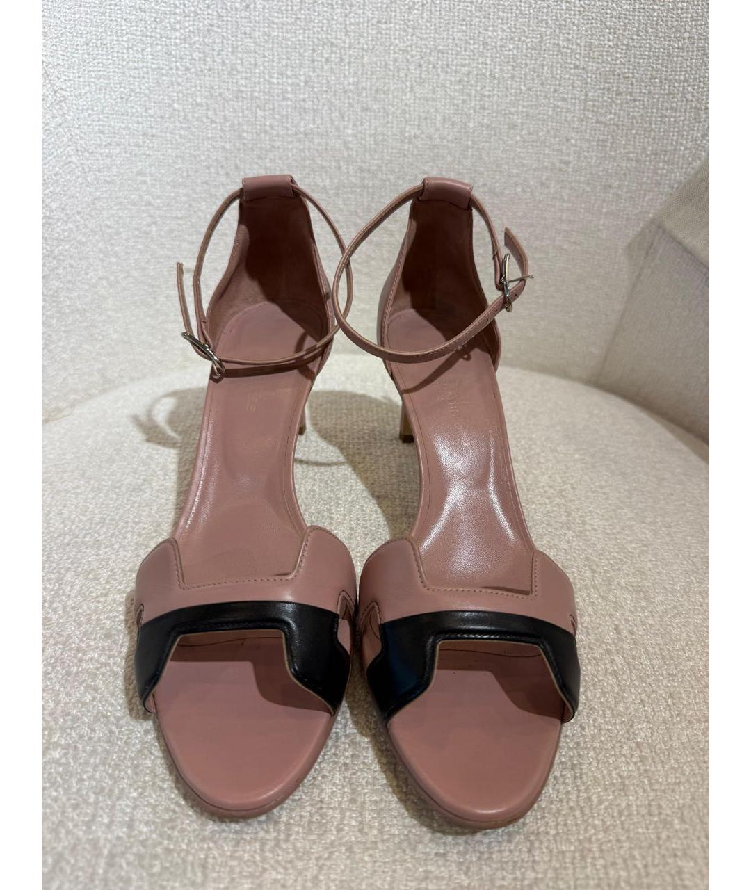 HERMES Розовые кожаные босоножки, фото 2