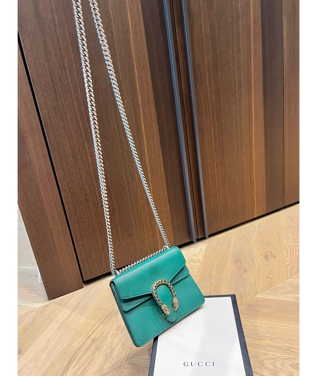 GUCCI Зеленая кожаная сумка через плечо, фото 3