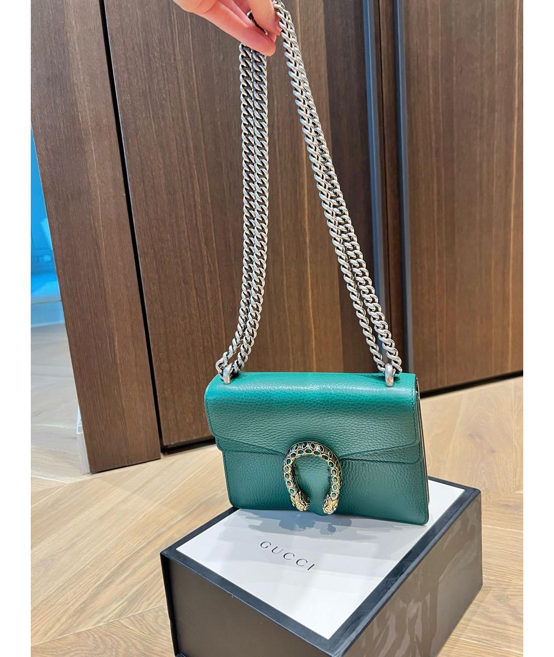 GUCCI Зеленая кожаная сумка через плечо, фото 2