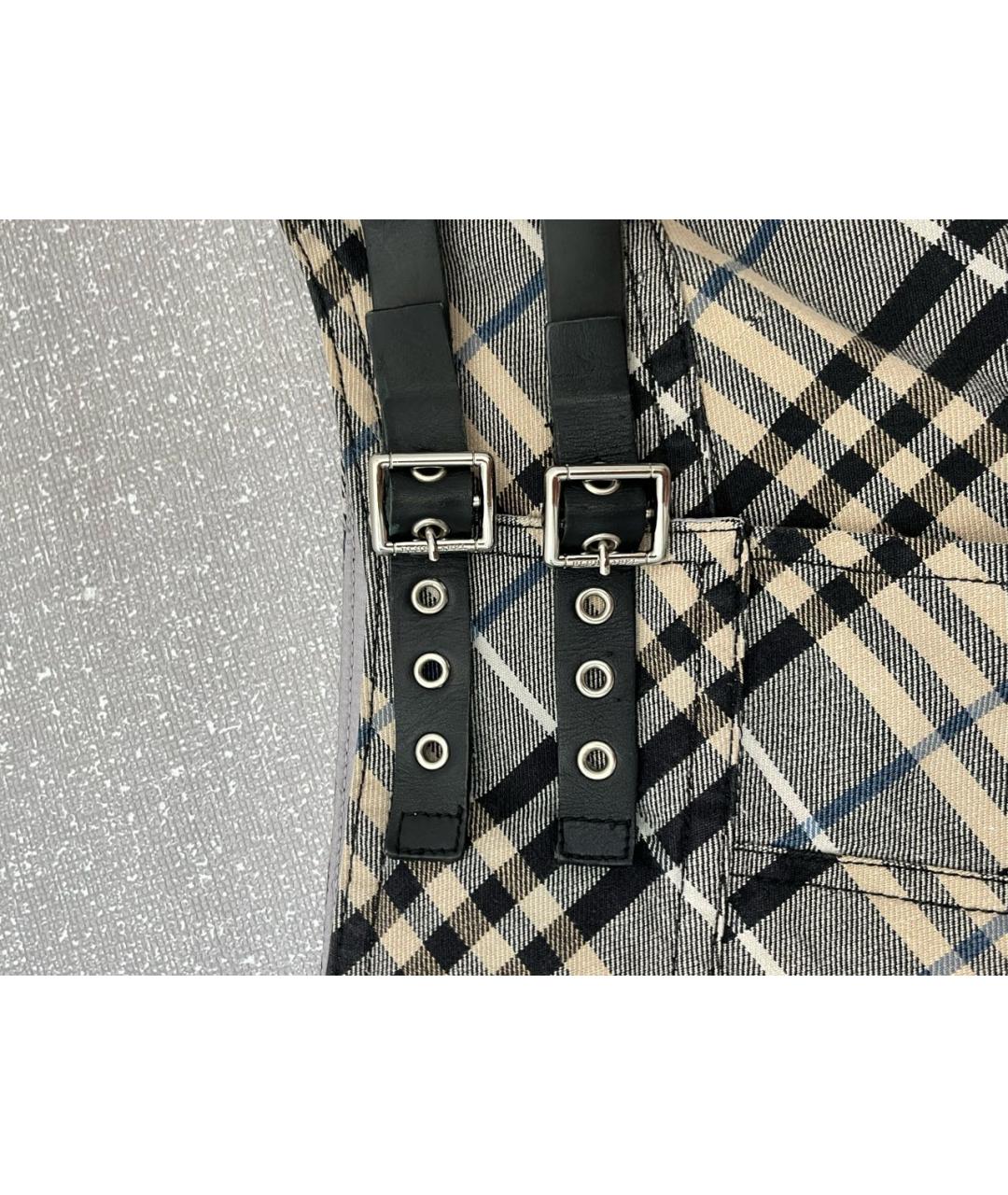 BURBERRY Бежевая хлопковая юбка мини, фото 3