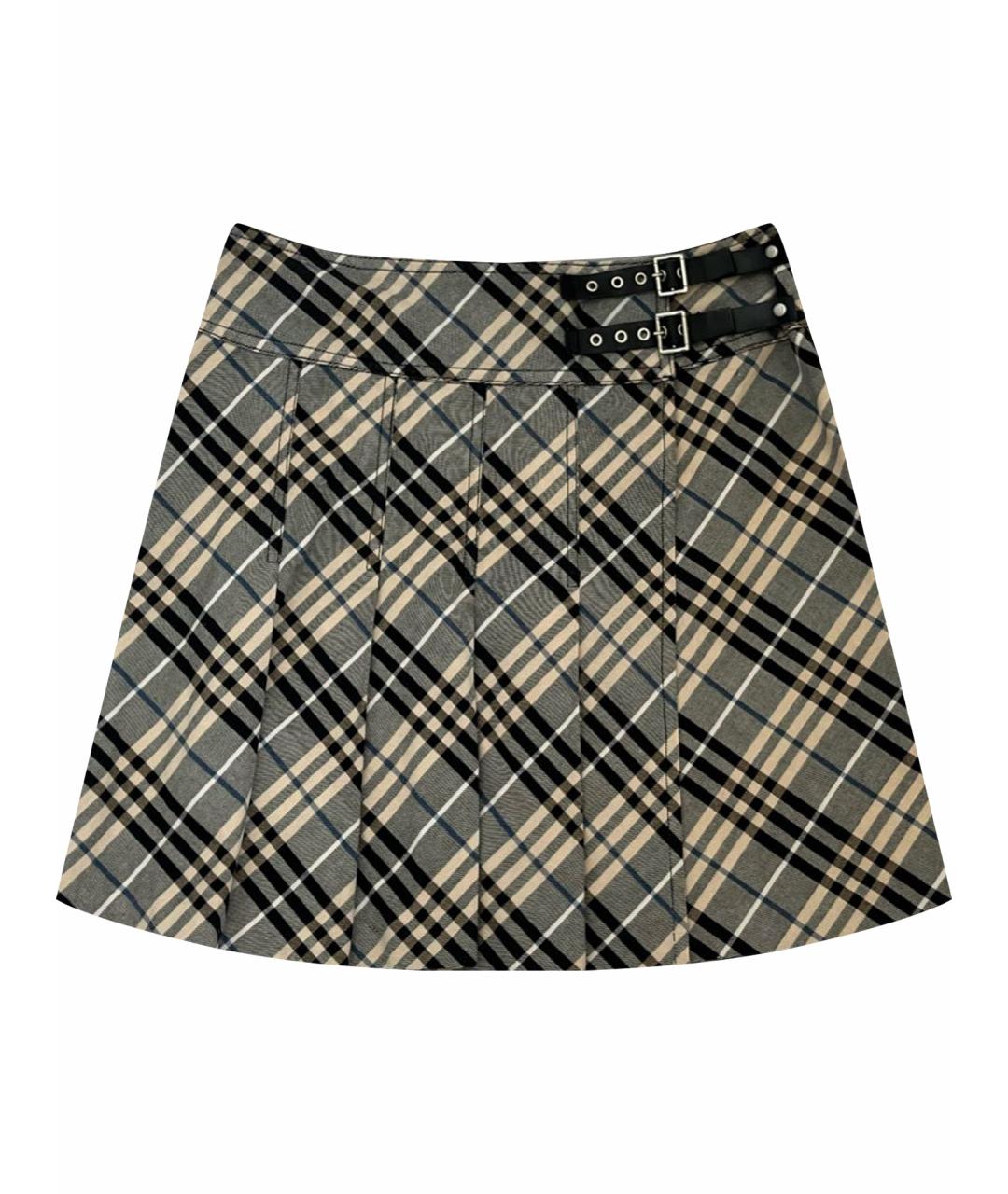 BURBERRY Бежевая хлопковая юбка мини, фото 1