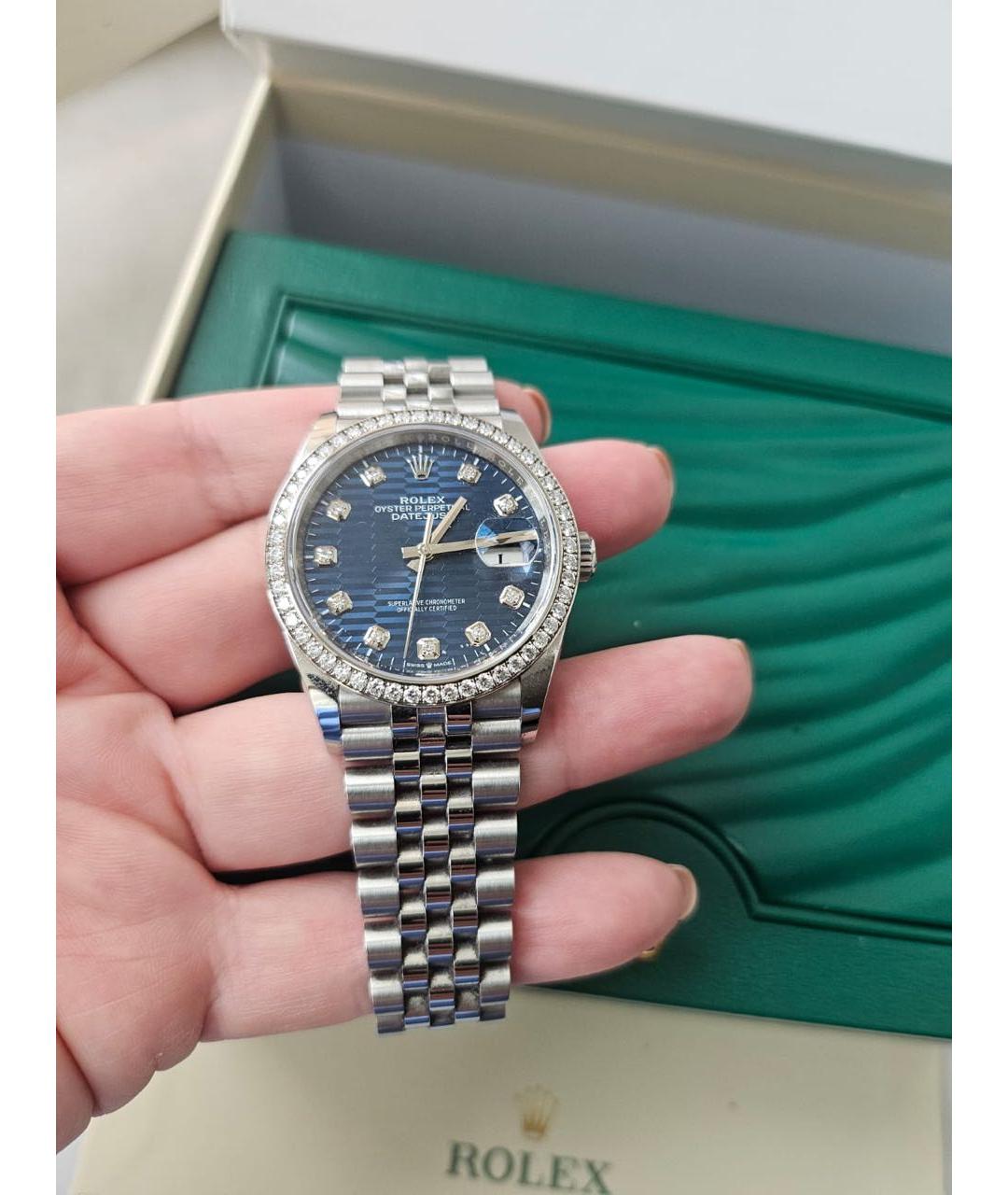 ROLEX Серебряные стальные часы, фото 4