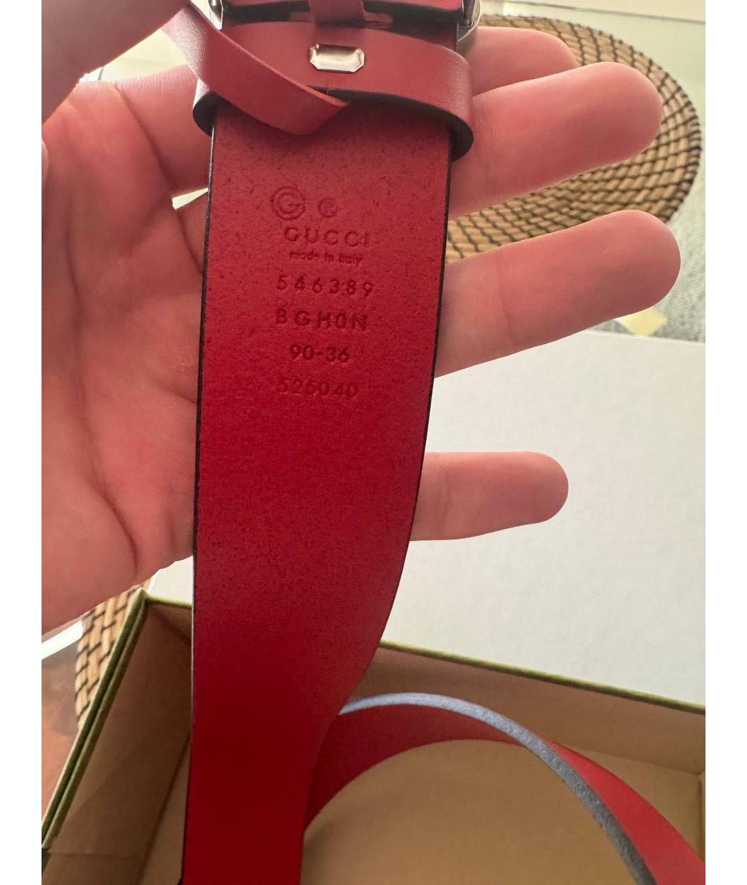 GUCCI Бордовый кожаный ремень, фото 3