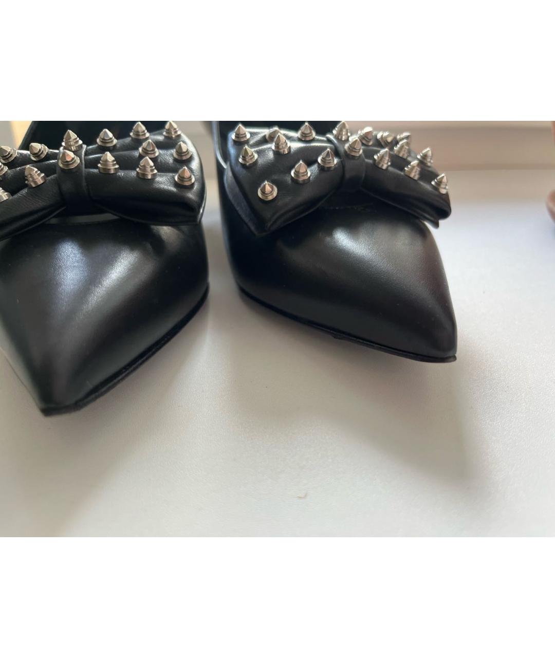 SAINT LAURENT Черные кожаные лодочки на низком каблуке, фото 5
