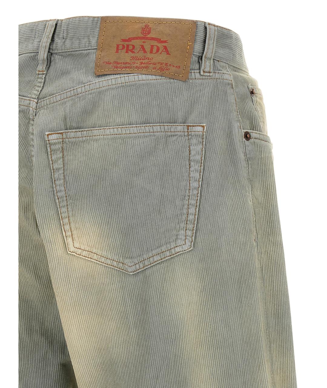 PRADA Голубые хлопковые повседневные брюки, фото 4