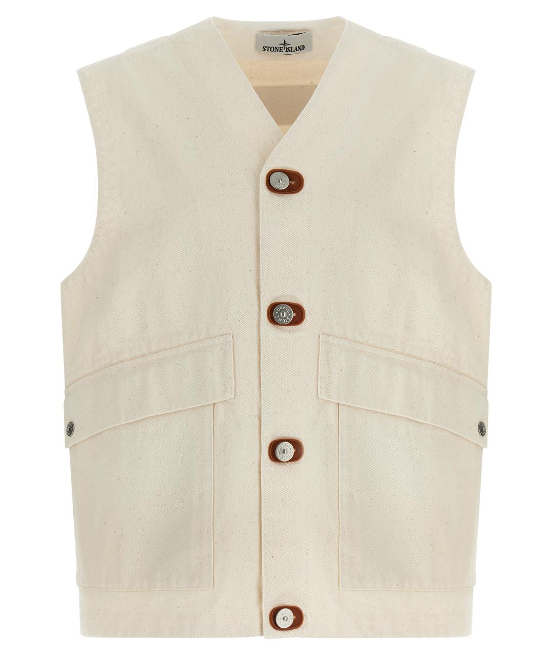 STONE ISLAND Бежевый хлопковый жилет, фото 1