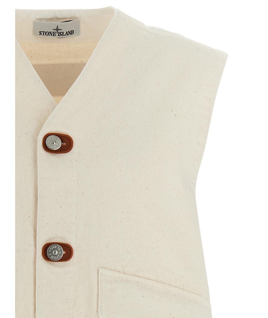 STONE ISLAND Бежевый хлопковый жилет, фото 3