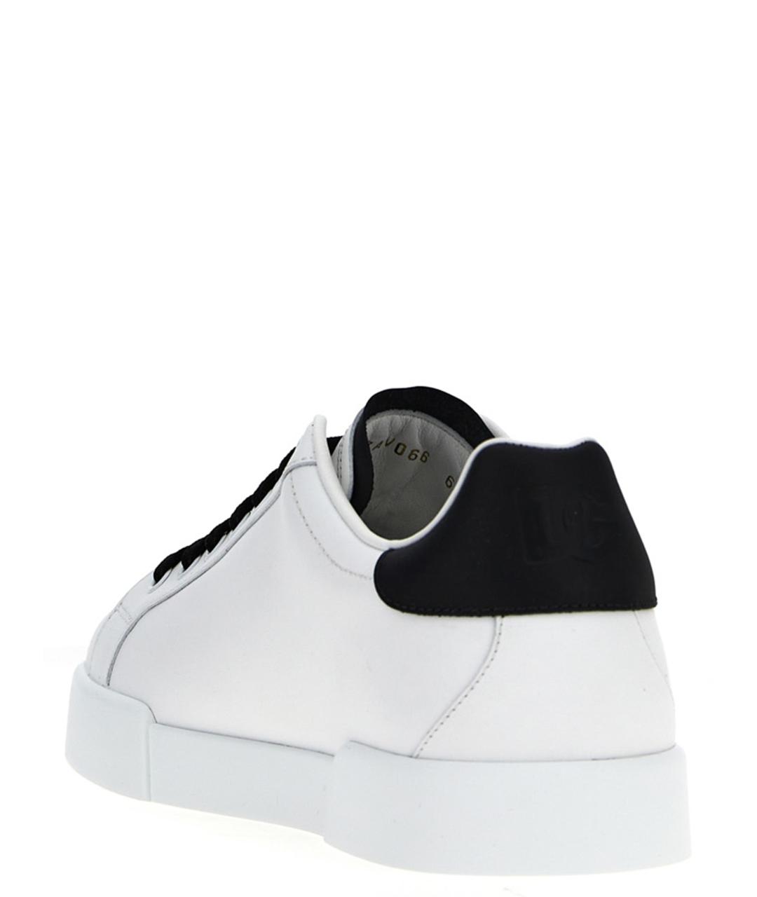 DOLCE&GABBANA Белые кожаные низкие кроссовки / кеды, фото 3