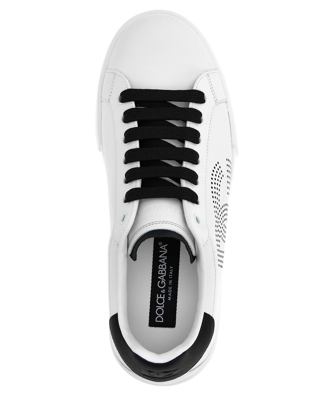 DOLCE&GABBANA Белые кожаные низкие кроссовки / кеды, фото 4