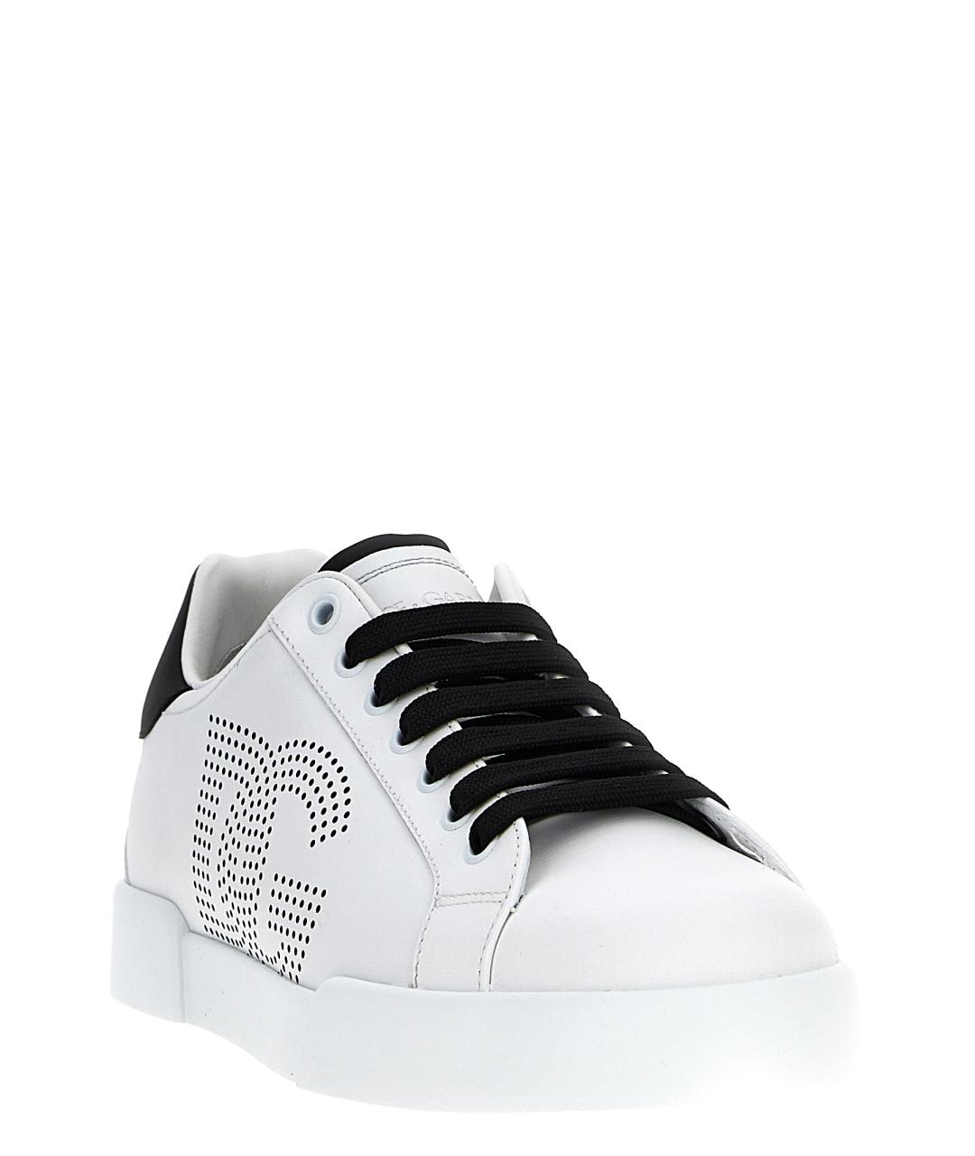 DOLCE&GABBANA Белые кожаные низкие кроссовки / кеды, фото 2