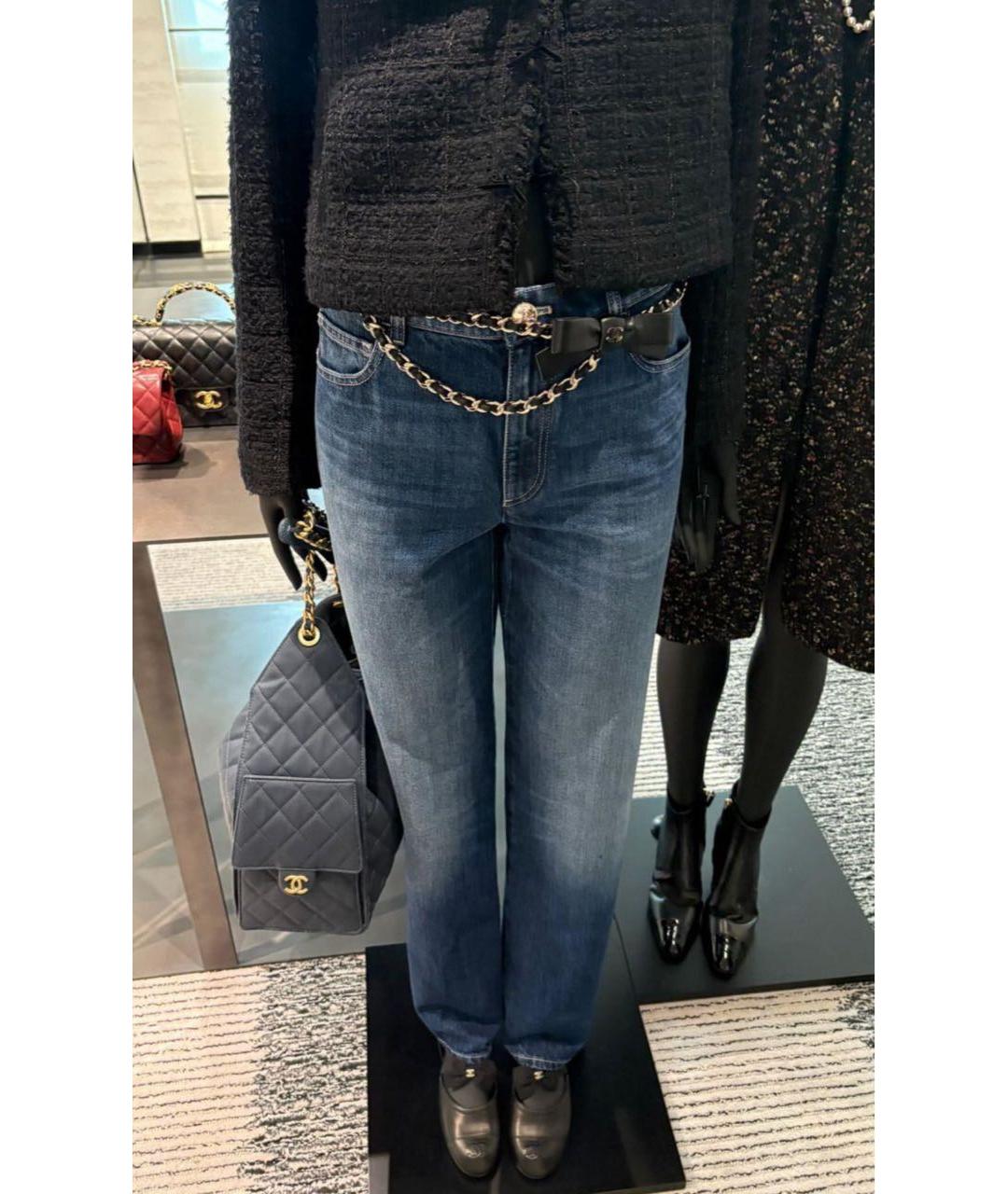 CHANEL Синие хлопковые прямые джинсы, фото 4