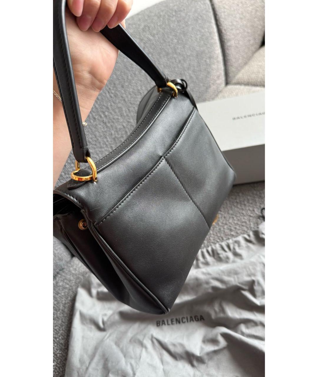 BALENCIAGA Антрацитовая кожаная сумка с короткими ручками, фото 4