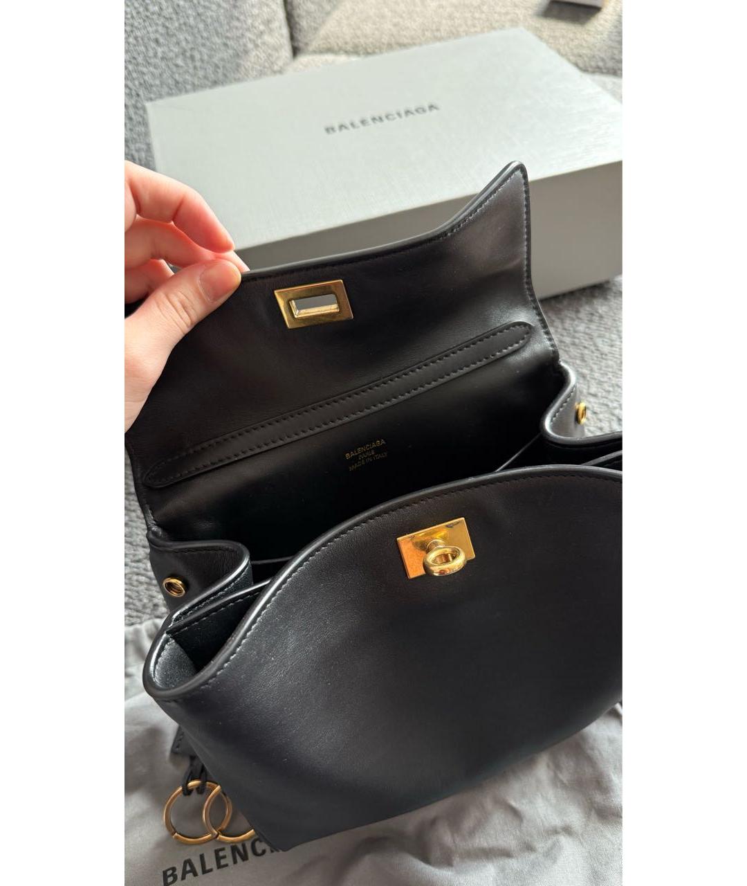 BALENCIAGA Антрацитовая кожаная сумка с короткими ручками, фото 7