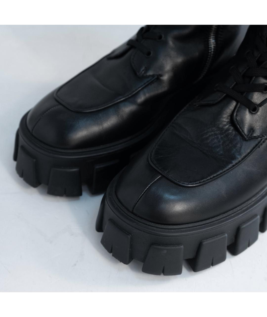 PRADA Черные кожаные ботинки, фото 3