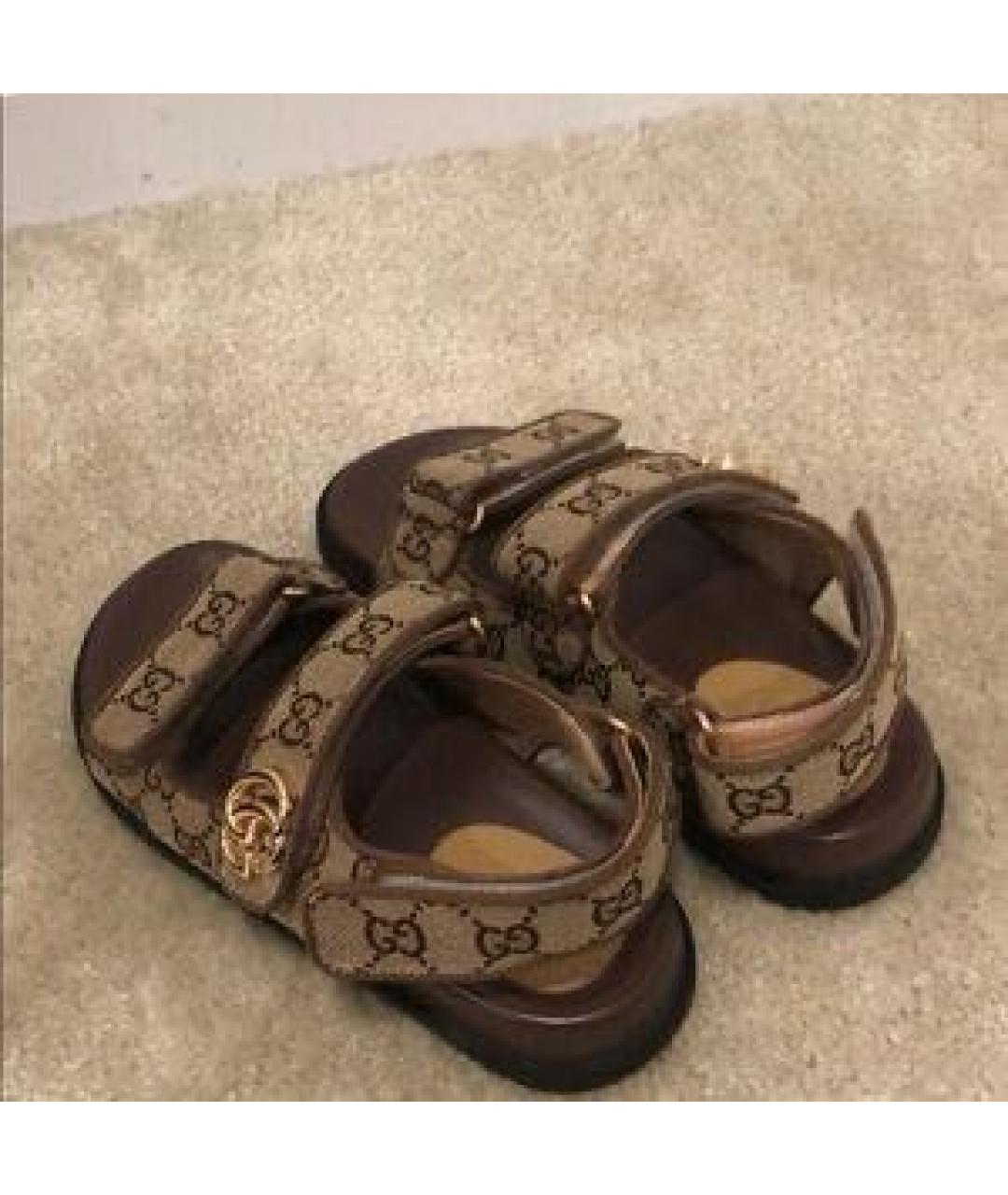 GUCCI Бежевые текстильные сандалии, фото 4