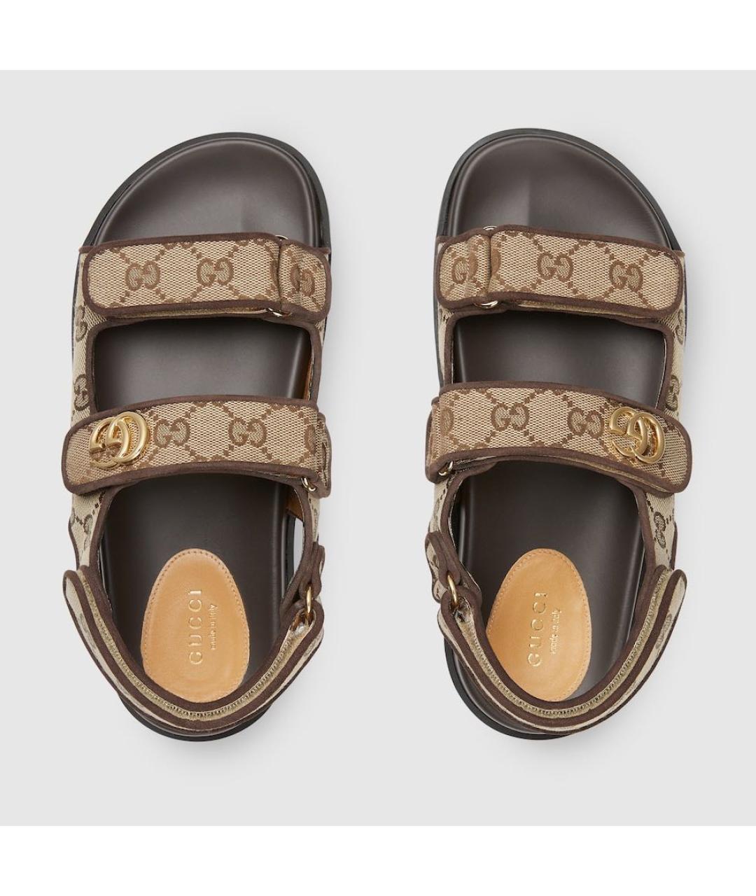 GUCCI Бежевые текстильные сандалии, фото 2
