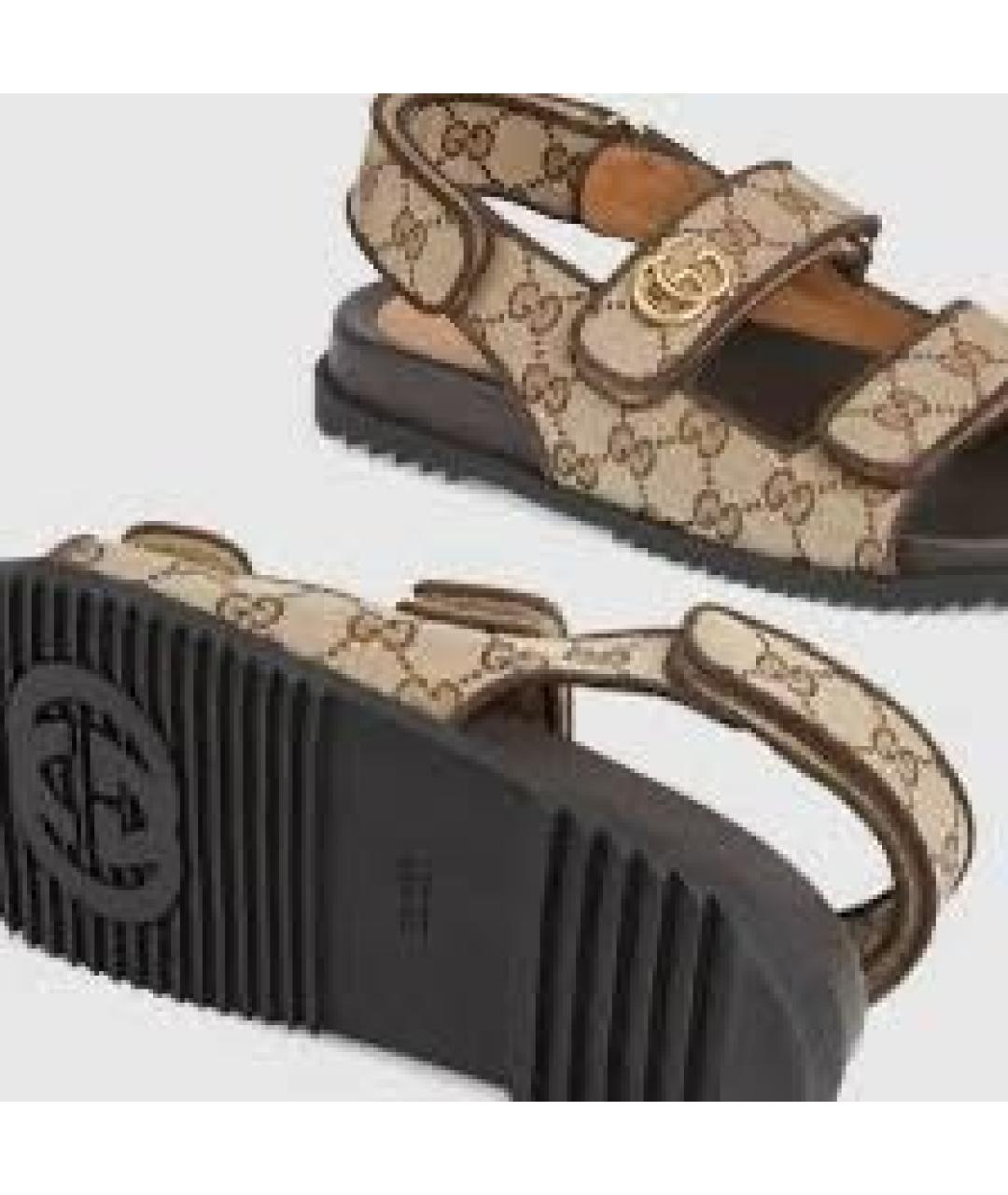 GUCCI Бежевые текстильные сандалии, фото 3