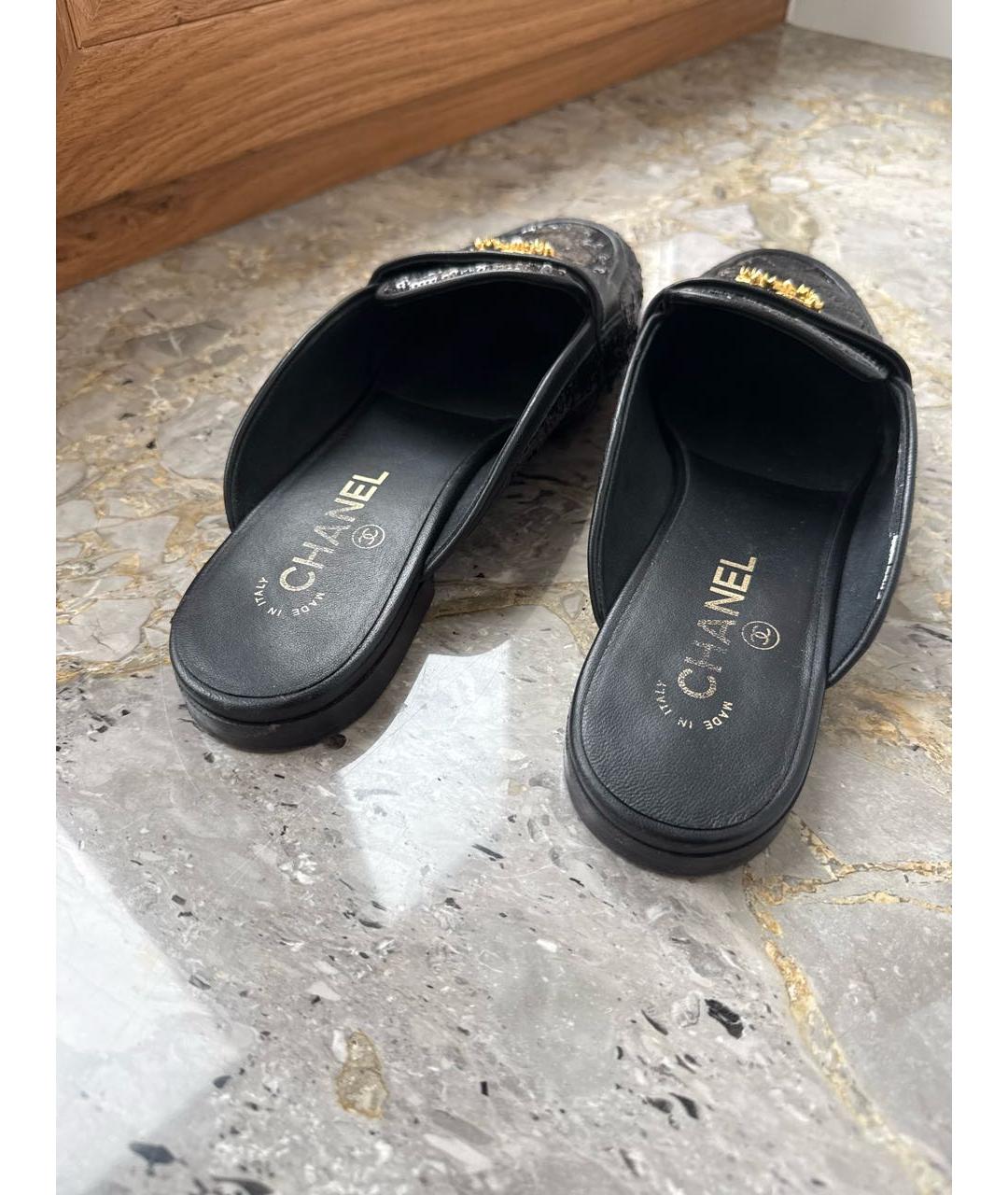 CHANEL Черные кожаные мюли, фото 4