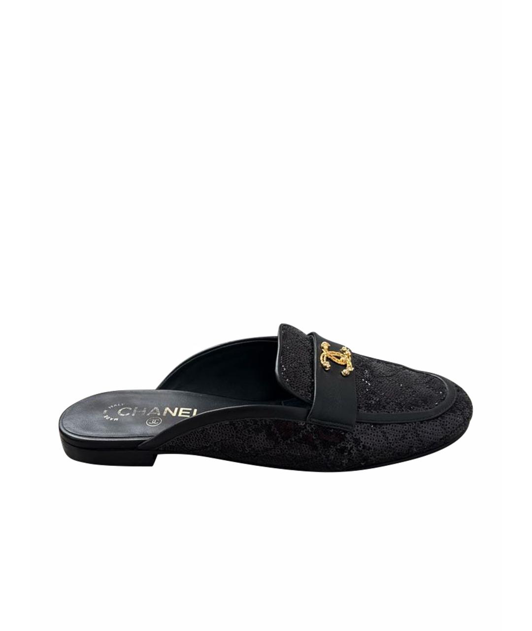 CHANEL Черные кожаные мюли, фото 1