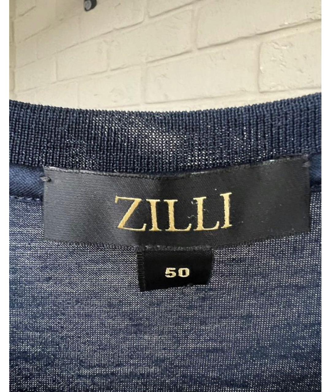 ZILLI Темно-синяя хлопковая футболка, фото 8