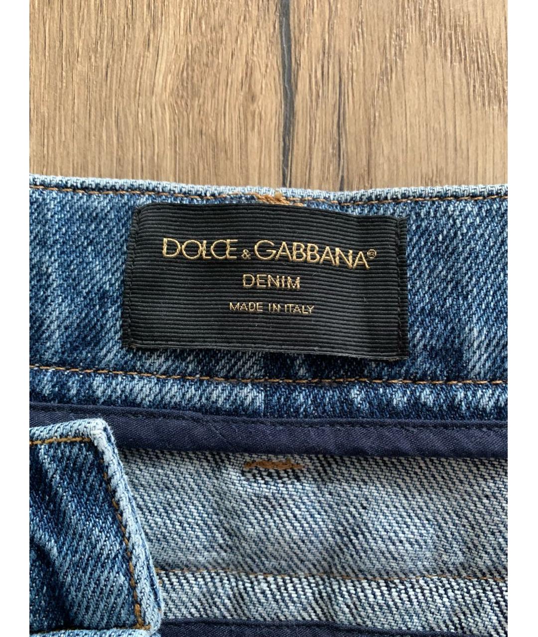 DOLCE&GABBANA Голубые хлопковые джинсы клеш, фото 3