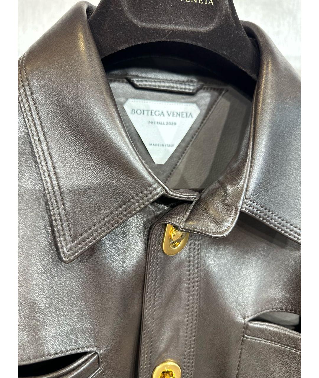 BOTTEGA VENETA Коричневая кожаная рубашка, фото 3
