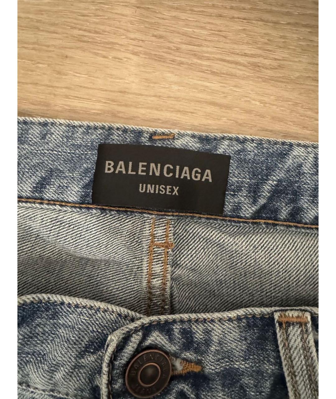 BALENCIAGA Голубые хлопковые джинсы клеш, фото 5
