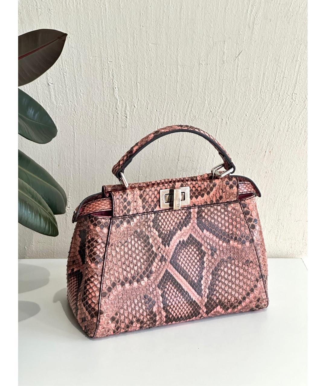 FENDI Розовая кожаная сумка с короткими ручками, фото 3