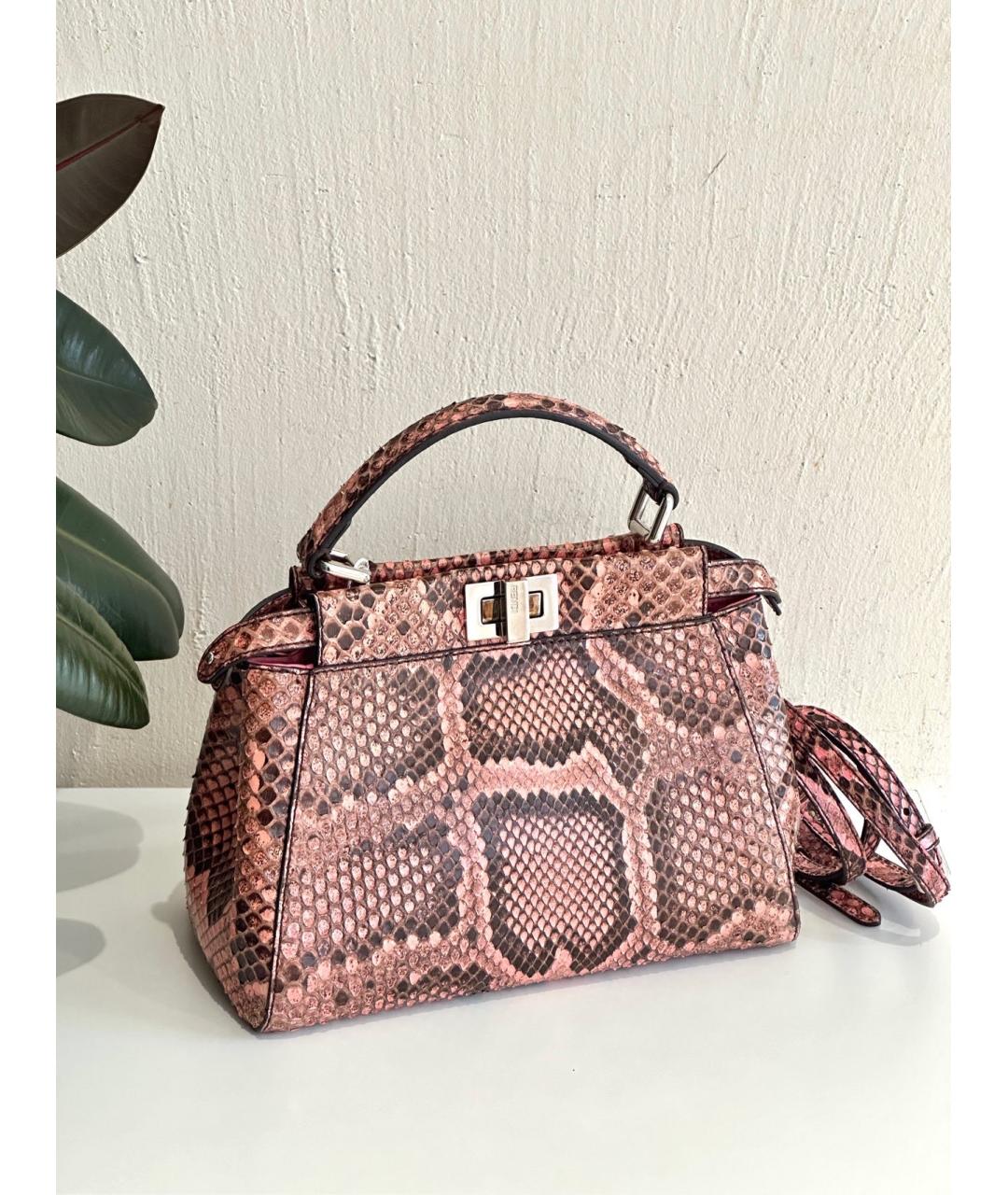FENDI Розовая кожаная сумка с короткими ручками, фото 2