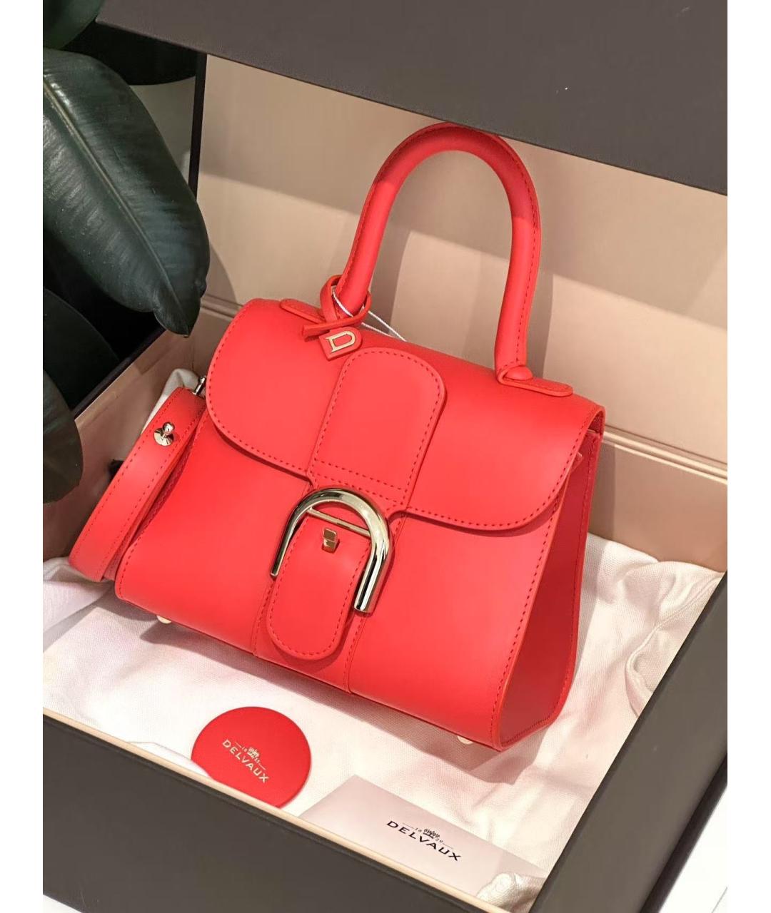 DELVAUX Красная кожаная сумка с короткими ручками, фото 3