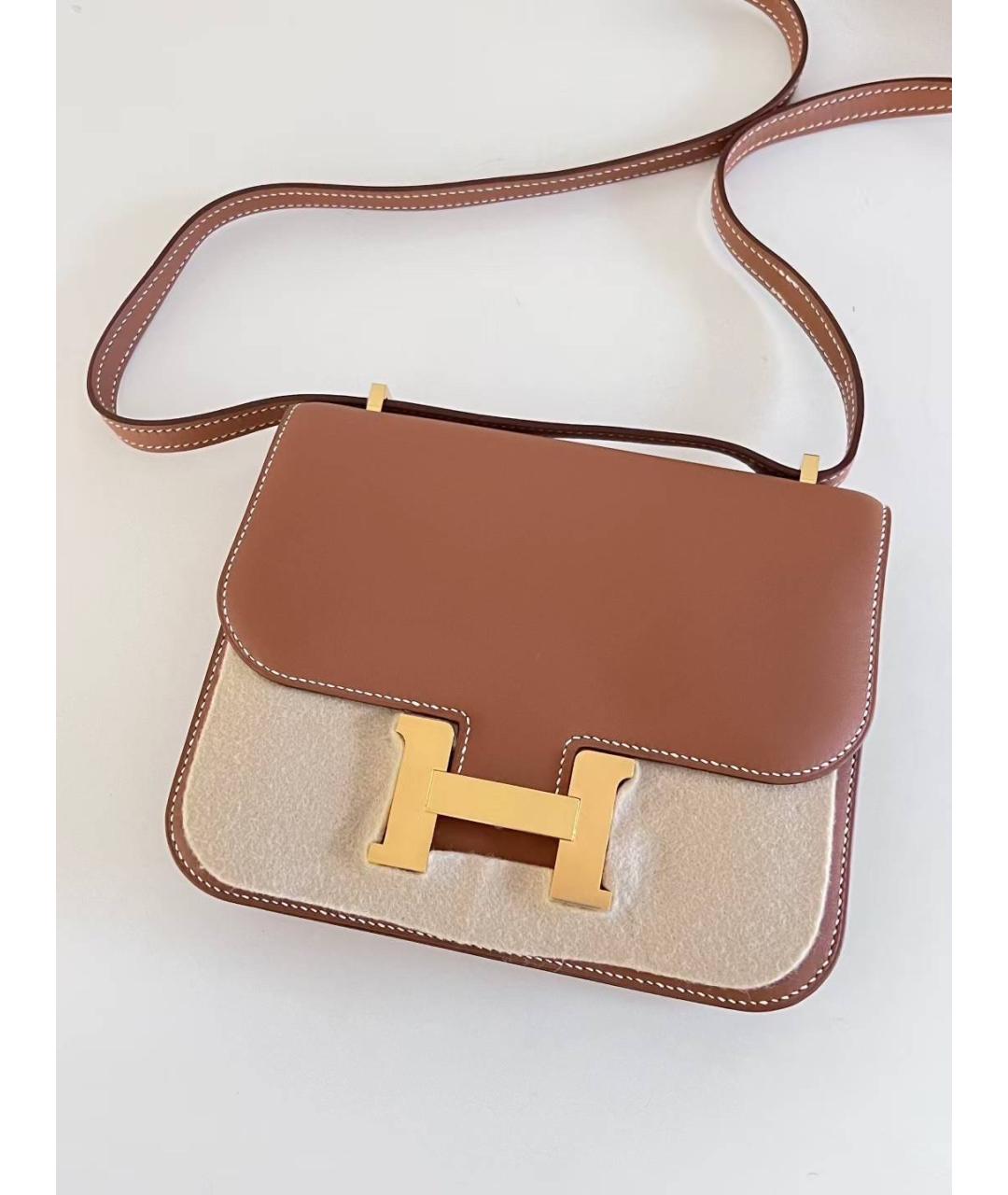 HERMES Коричневая кожаная сумка через плечо, фото 3