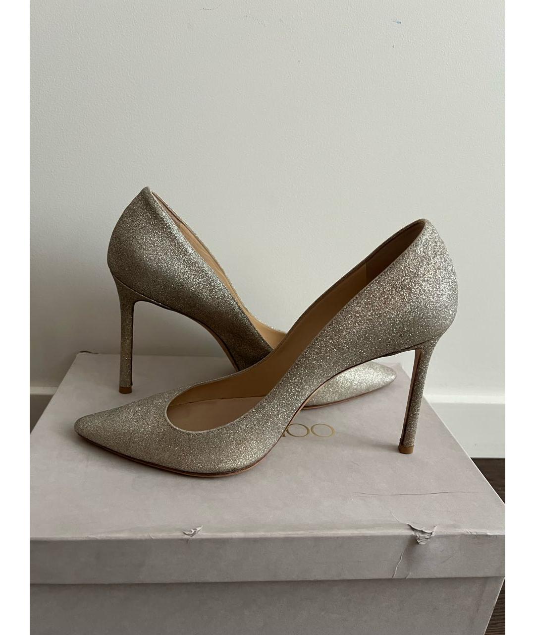 JIMMY CHOO Золотые кожаные туфли, фото 5