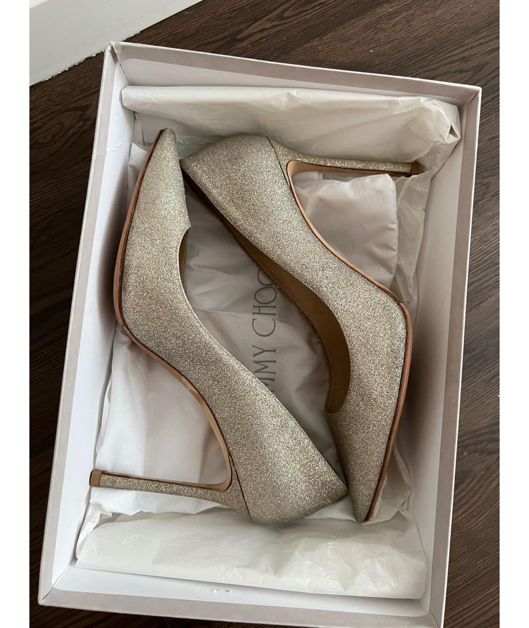 JIMMY CHOO Золотые кожаные туфли, фото 3