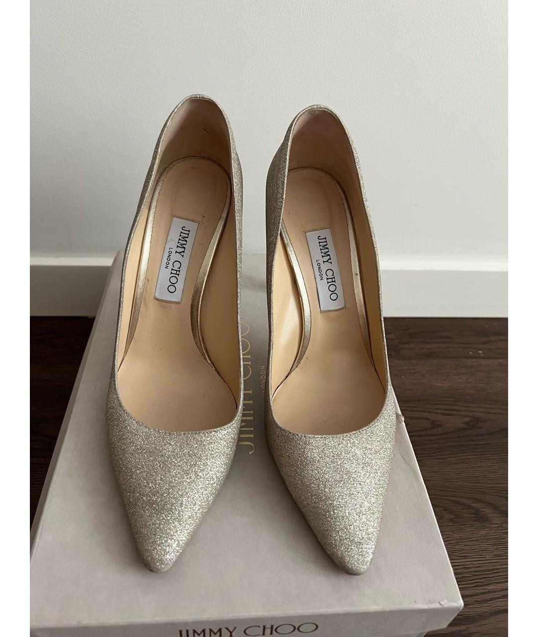 JIMMY CHOO Золотые кожаные туфли, фото 2