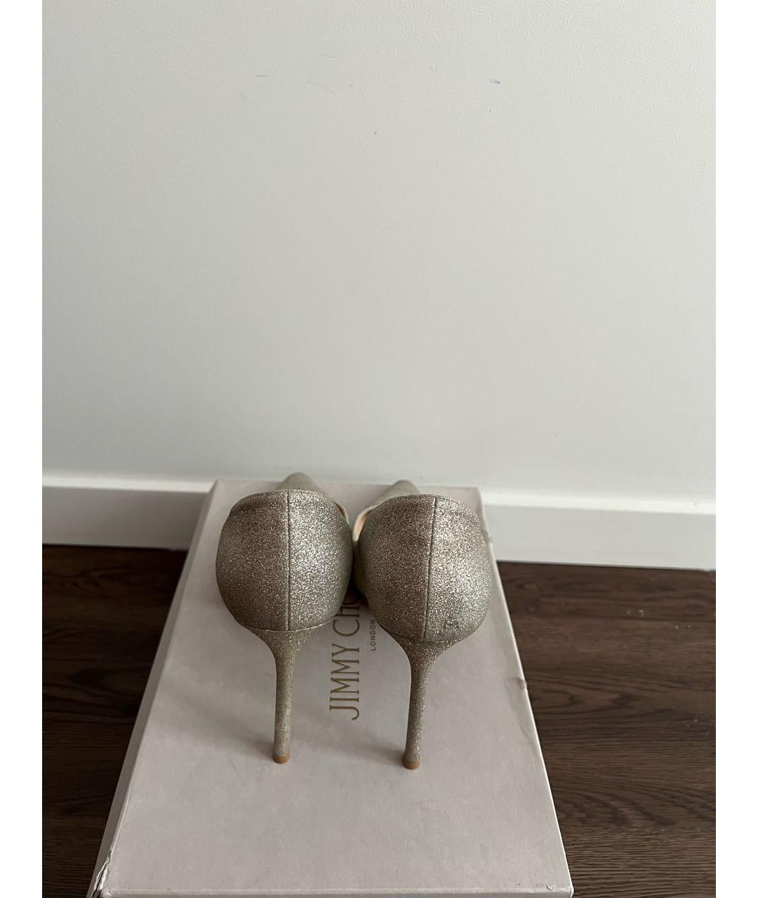 JIMMY CHOO Золотые кожаные туфли, фото 4