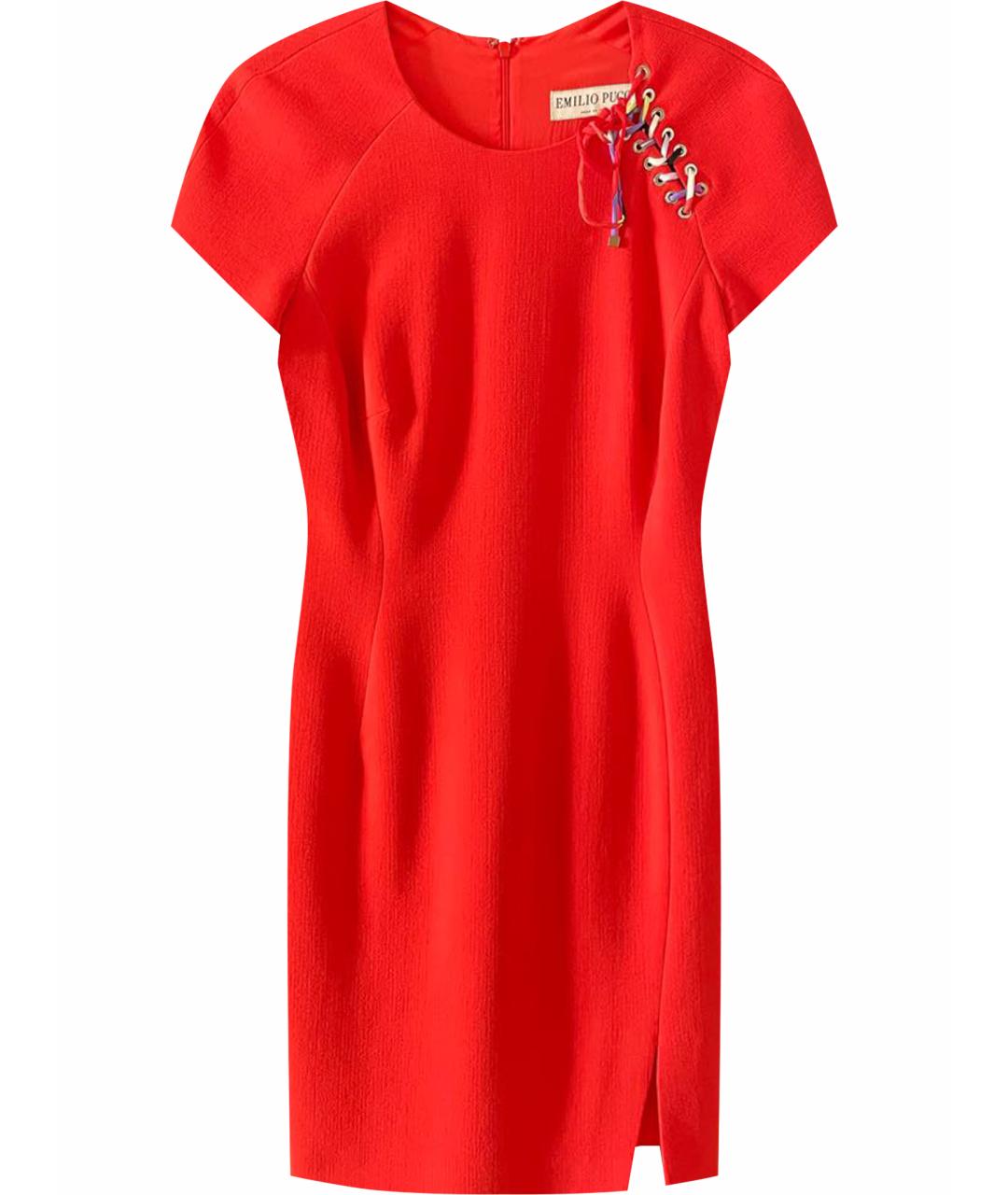 EMILIO PUCCI Красное шерстяное повседневное платье, фото 1