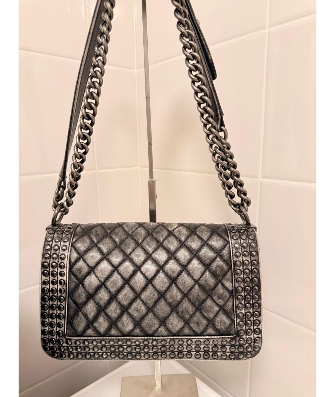 CHANEL Антрацитовая кожаная сумка через плечо, фото 3