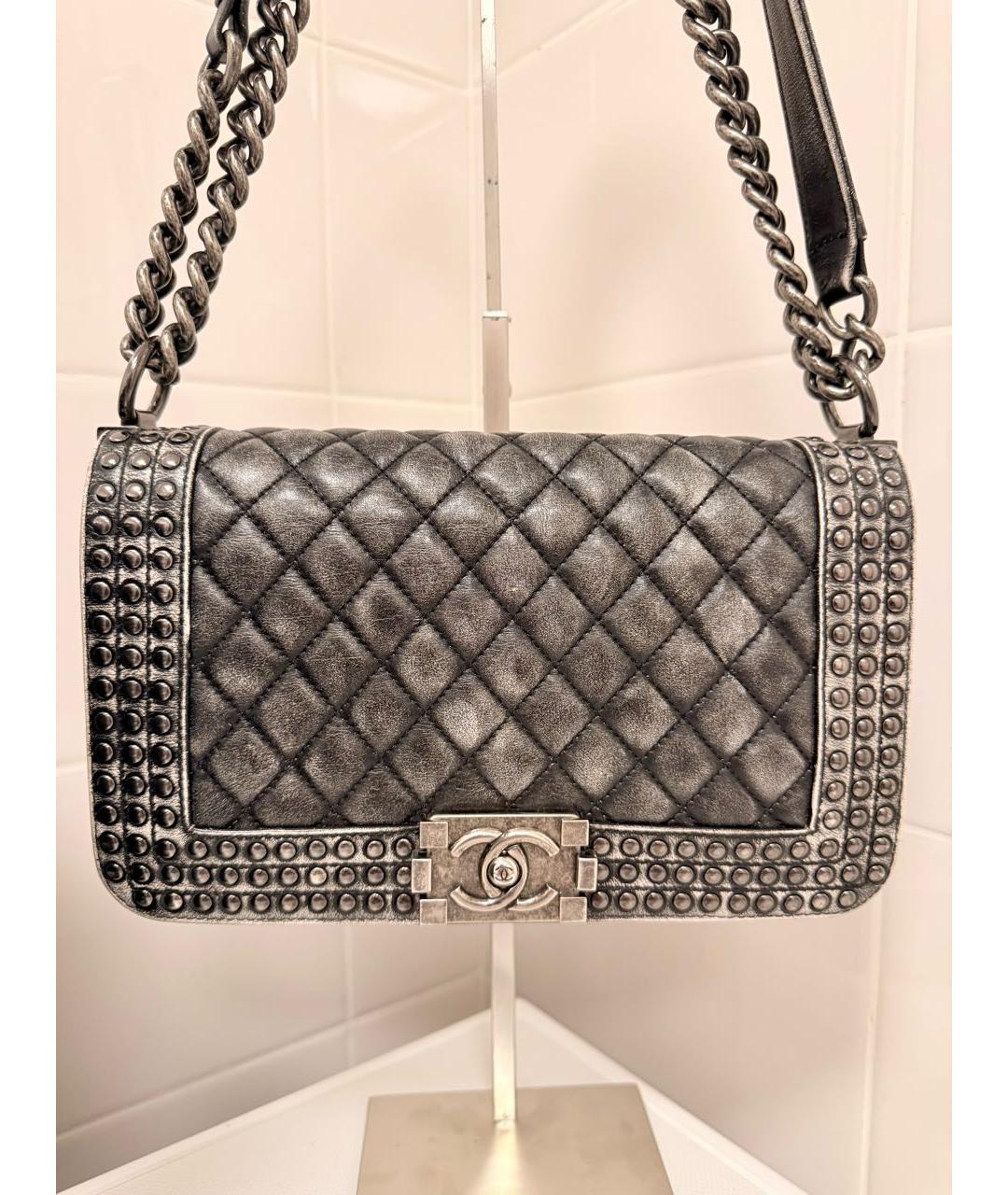CHANEL Антрацитовая кожаная сумка через плечо, фото 2